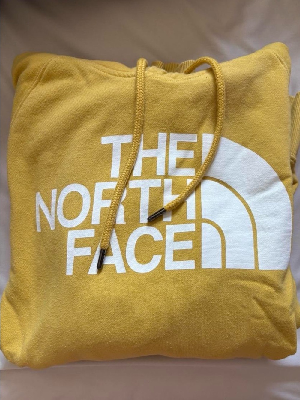 The North Face Women's Mustard Yellow Logo Hoodie. Size M.